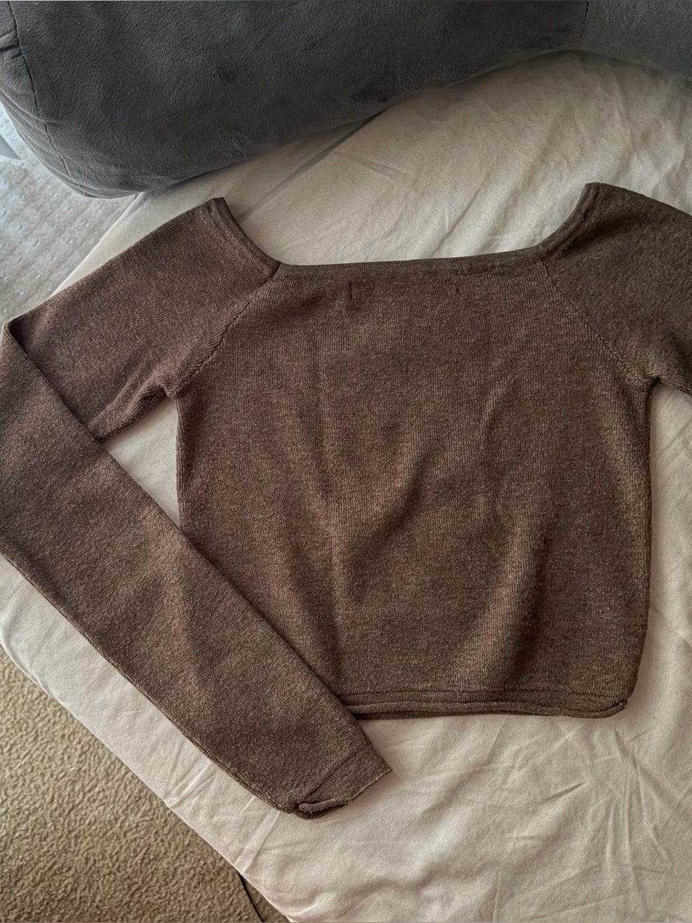 taupe cropped long sleeve